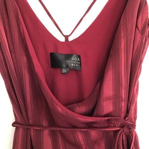JOA Red Maroon Silky Wrap Dress